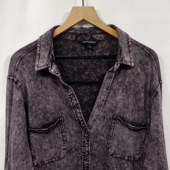 Rock & Republic Acid Wash Top Womens 3X Black Boho Retro 90s Y2K Grunge - Picture 2 of 9